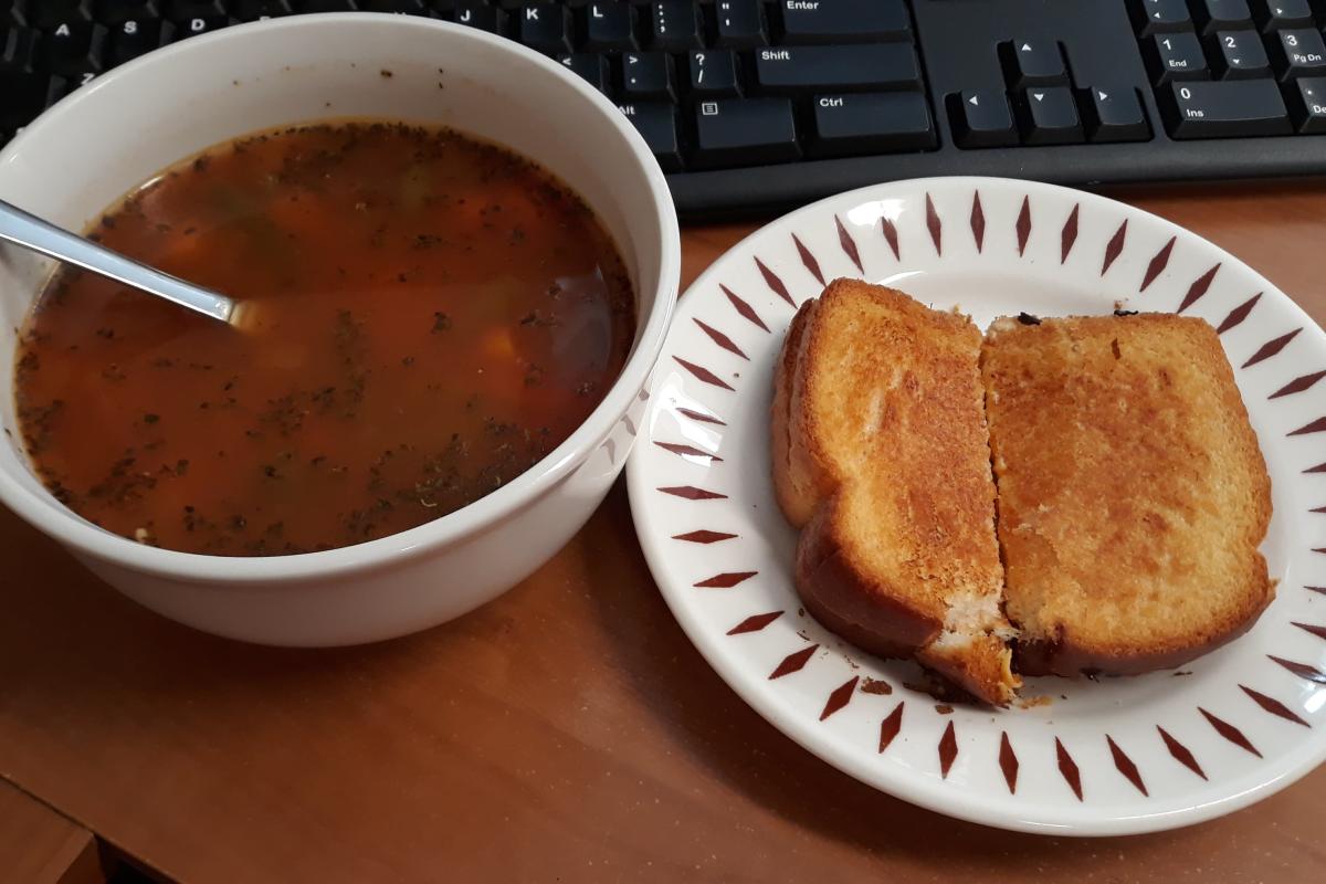 Grilled Cheese & Veggie Soup